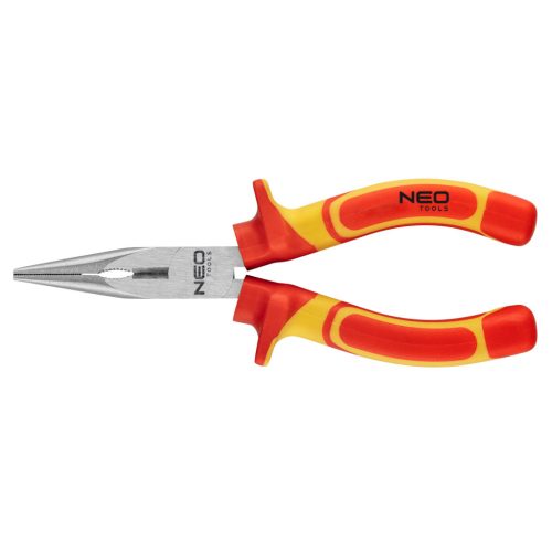 NEO TOOLS Hosszúcsőrű fogó 1000V, szigetelt, 180mm (7"), CrV, polírozott