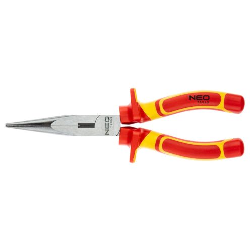 NEO TOOLS Hosszúcsőrű fogó 1000V, szigetelt, 200mm (8"), CrV, polírozott