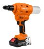 NEO TOOLS Akkus popszegecshúzó, Energy+, 18V, szegecsátmérő 2,4-6-4mm, húzóerő 12000 N