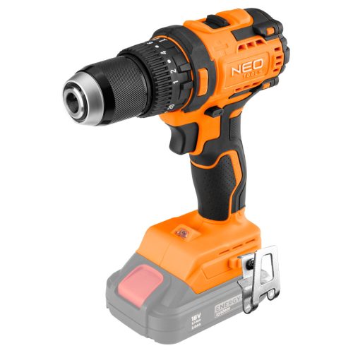 NEO TOOLS Akkus szénkefementes fúró, csavarozó, ütvefúró, Energy+, 18V Kompakt méret, 13mm fém tokmány, akku nélkül