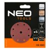 NEO TOOLS Csiszolókorong tépőzáras 150mm, P40, 9 lyukkal, 5db, 04-721-hez