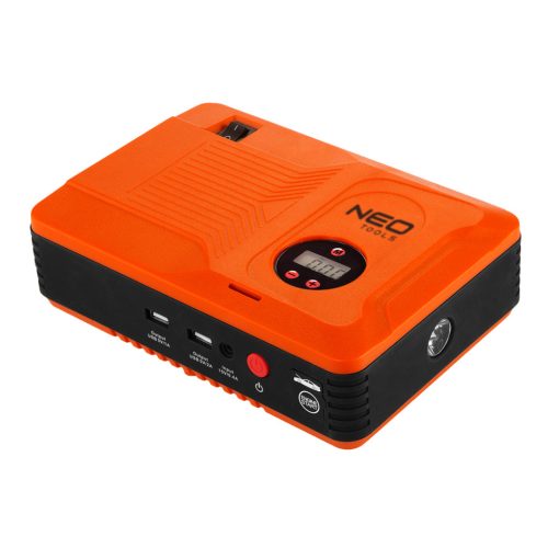 NEO TOOLS Multifunkciós gyorsindító, akkuindító, indításrásegítő, kompresszor, powerbank, lámpa