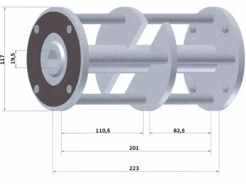 Betonmaró dob 4 db tengellyel D117mm L223mm marócsillag nélkül