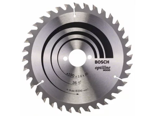 BOSCH fűrésztárcsa fához 190 x 30 x 2,6 mm /36T Optiline Wood ATB