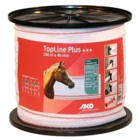 AKO TopLine Plus szalag 200m, 40mm, fehér/piros