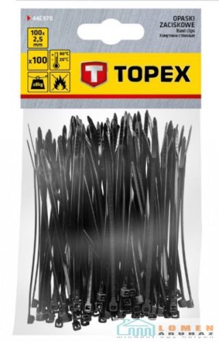 KÁBELKÖTEGELÕ TOPEX 44E970 2,5X100 MM/100 DB FEKETE