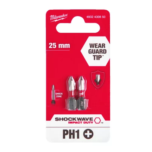 Milwaukee Shockwave bit PH1 25mm-2db
