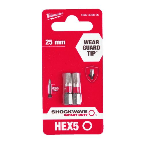 Milwaukee Shockwave bit Hex5 25mm-2db