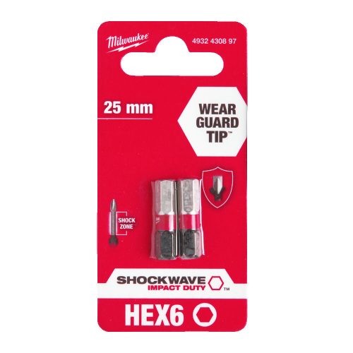 Milwaukee Shockwave bit Hex6 25mm-2db