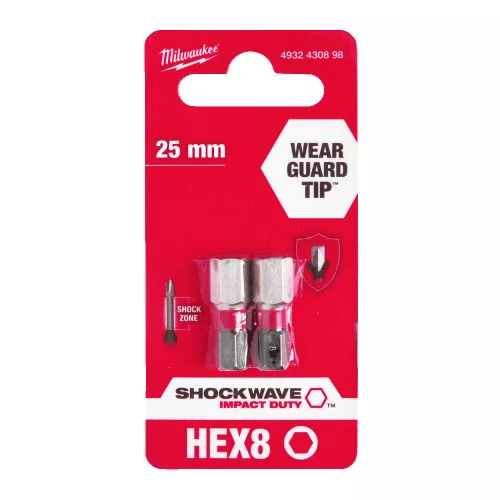 Milwaukee Shockwave bit Hex8 25mm-2db