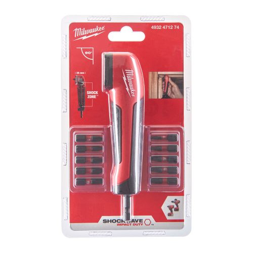 Milwaukee Shockwave Sarokcsavarozó adapter, bitekkel - 1 db