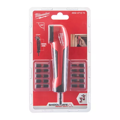 Milwaukee Shockwave Sarokcsavarozó adapter, bitekkel - 1 db
