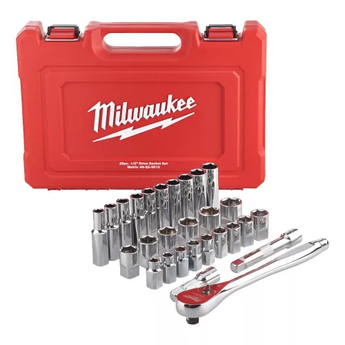 Milwaukee 1/2' Racsnis dugókulcs készlet metrikus méret (28 részes) - 1db