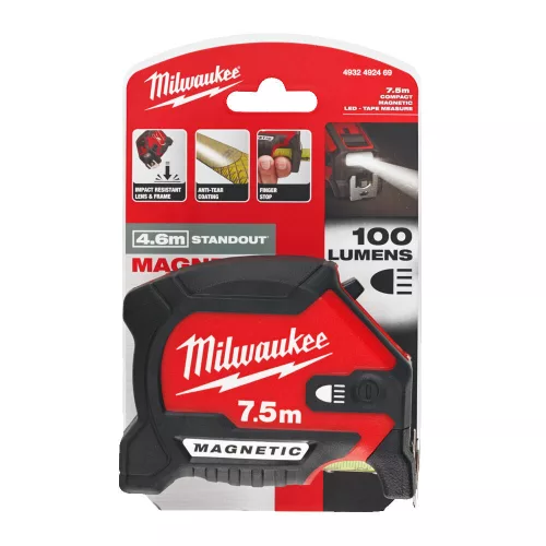 Milwaukee Mágneses mérőszalag LED lámpával 7.5 m