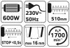 VERTO Elektromos sövényvágó 600W, 450mm