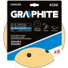 GRAPHITE Tépőzáras csiszolópapír 225mm, K120, 5db, 6 lyukakkal az 59G264, 59G265 csiszológéphez.