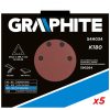 GRAPHITE Tépőzáras csiszolópapír K180, háromszög alakú 12 lyukakkal, 5db csiszológéphez 59G264