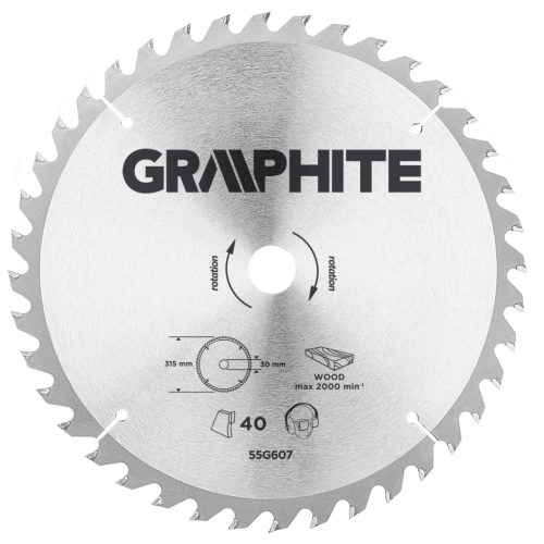 GRAPHITE Körfűrészlap keményfém fogakkal, 315x30mm, 40 fog