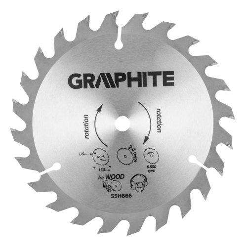 GRAPHITE Körfűrészlap, keményfém, 150X10, 1,6mm, Z24, 58G008-hoz, Energy+