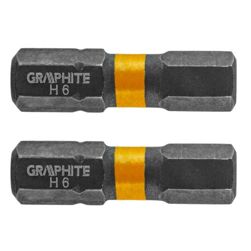 GRAPHITE Torziós ütvecsavarozó bit, hatlapú, 6x25mm, 2db