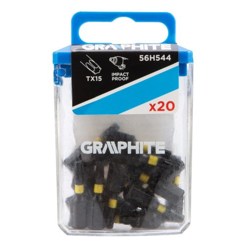 GRAPHITE Torziós ütvecsavarozó bit TX15 x 25mm, 20db