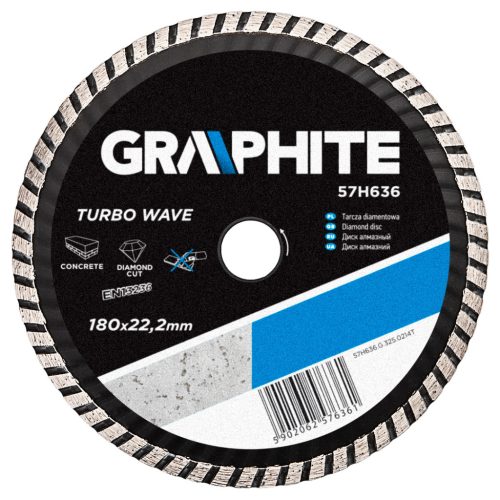 GRAPHITE Gyémánt vágókorong 180mm TURBO HŰTŐBORDÁS