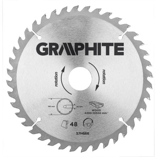 GRAPHITE Körfűrészlap keményfém fogakkal, 190x30mm, 40 fog