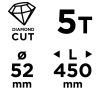 GRAPHITE Gyémánt magfúró korona, 52x450mm, 5 szegmenses, 58G540 géphez