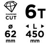 GRAPHITE Gyémánt magfúró korona, 62x450mm, 6 szegmenses, 58G540 géphez