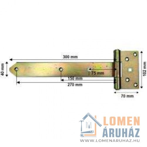 KAPUPÁNT CSUKLÓS 300 MM HORGANYZOTT KERESZTPÁNT