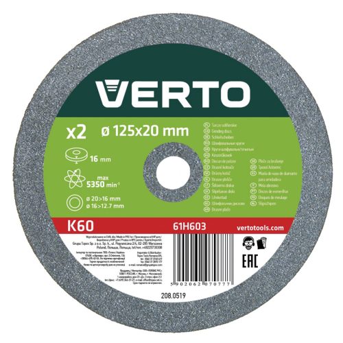 VERTO KÖSZÖRŰKORONG 125mm 2db