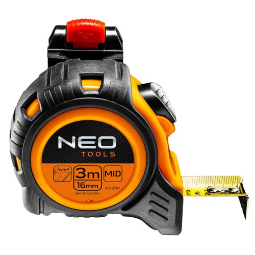 NEO TOOLS Mérőszalag 3m / 16mm, acél, autostop, övcsattal