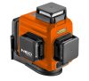 NEO TOOLS Lézeres szintező, 3D önbeálló keresztvonallézer, 3x360 fokos, 15m, mágneses tartó, céltábla, koffer, piros