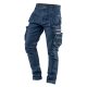 NEO TOOLS Farmer Munkásnadrág, DENIM, cipzáros oldalzsebekkel, 98% pamut, 410 g/m2, S