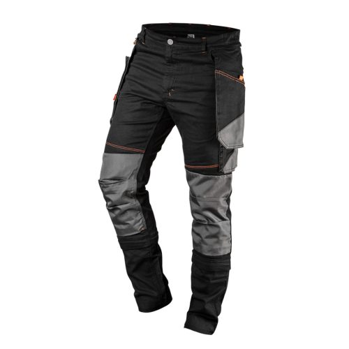 NEO TOOLS Karcsúsított(slim fit), Munkásnadrág, HD, 60% pamut, 37% polyester, 285 g/m2, lecsatolható szerszámzsebek, L