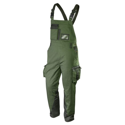 NEO TOOLS Kantáros munkanadrág olíva, 60% pamut, 40% polyester, 255 g/m2, M