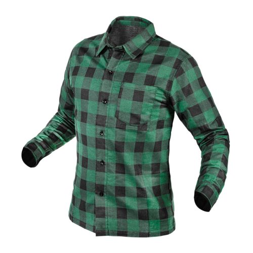 NEO TOOLS Flanel munkaing, zöld-fekete, 100% pamut, M