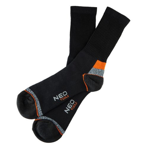 NEO TOOLS Munkavédelmi zokni, hosszú, 70% pamut, 30% polyester, megerősített sarok, lélegző, 39–42