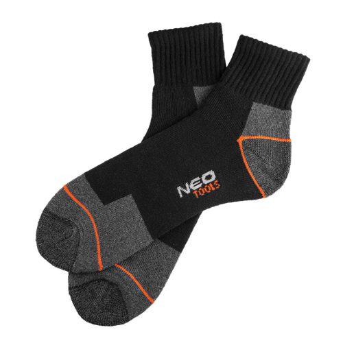 NEO TOOLS Munkavédelmi zokni, rövid, 70% pamut, 30% polyester, megerősített sarok, lélegző, 43–46