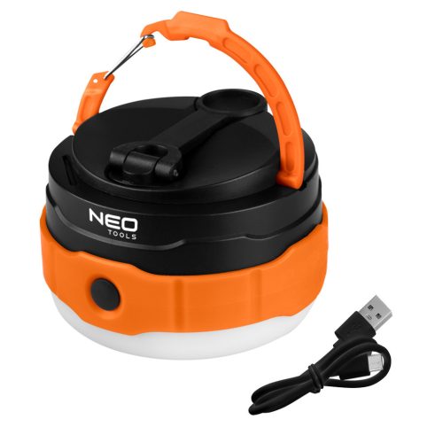 NEO TOOLS Akkus 3az1-ben Kempinglámpa/zseblámpa/powerbank, 500lm, 3,7V/2000mAh, USB és kézi tekerődinamós töltés