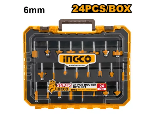 INGCO Felsőmaró készlet 24 részes 6 mm