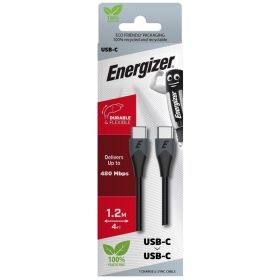 Energizer töltőkábel usb C/C 2,0 1,2M Fekete/Szürke