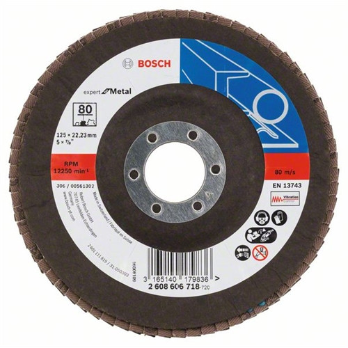 Bosch legyezőtárcsa 125x22.23 mm P80 fémhez Zirkon X551 hajlított üvegszál