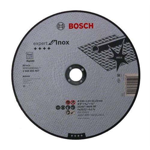 Bosch vágókorong inox 230x1.9 AS 46 T BF egyenes Rapido