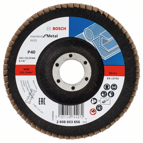 Bosch legyezőtárcsa 125x22.23 mm P40 fémhez Alox X431 hajlított üvegszál