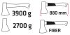 Hasítófejsze 3900g, fej 2700g, üvegszálas nyél