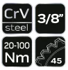Nyomatékkulcs 3/8", 420mm, 20-100nm
