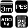 Rakományrögzítő racsnis heveder 3m/25mm, 500kg