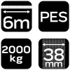 Rakományrögzítő racsnis heveder 6m/38mm, 2000kg