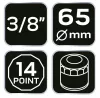 Olajszűrő kulcs 65mm, 14 pontos, 3/8" kulcsnyílással